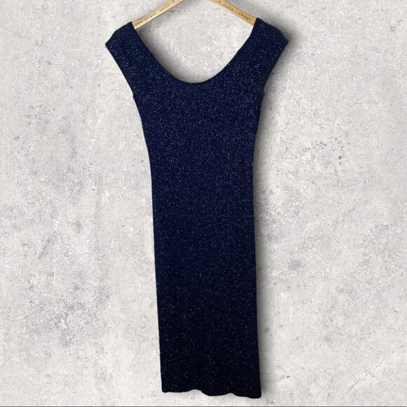 Vintage Gunne Sax Jessica McClintock Sequin Maxi Dress Blue Size Small 1980s S - Picture 4 of 9